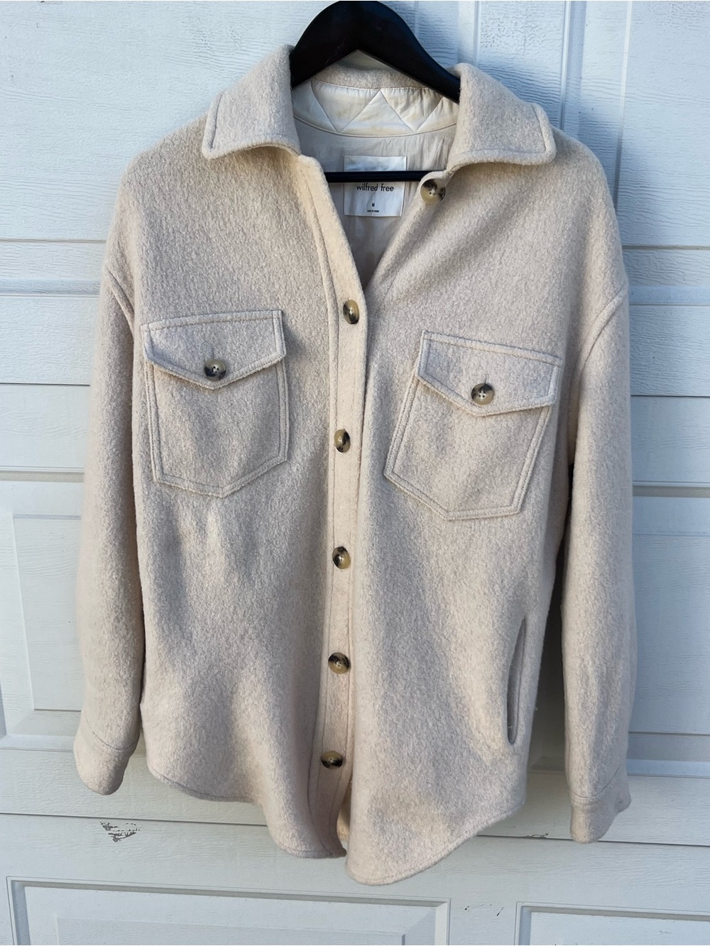 Wilfred free x Aritzia Ganna Shirt wool  Jacket Shacket cream M